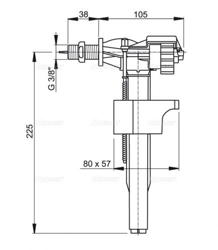 A16-3/8 Впускной механизм с боковой подводкой и металлической резьбой (для керамических бачков) Alca Plast в Темрюке